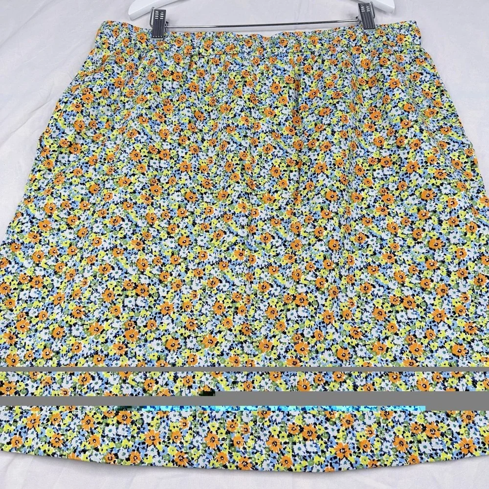 Land 'N Sea Women's SZ-L Orange Floral 55%Linen & Rayon Blend midi length skir‎